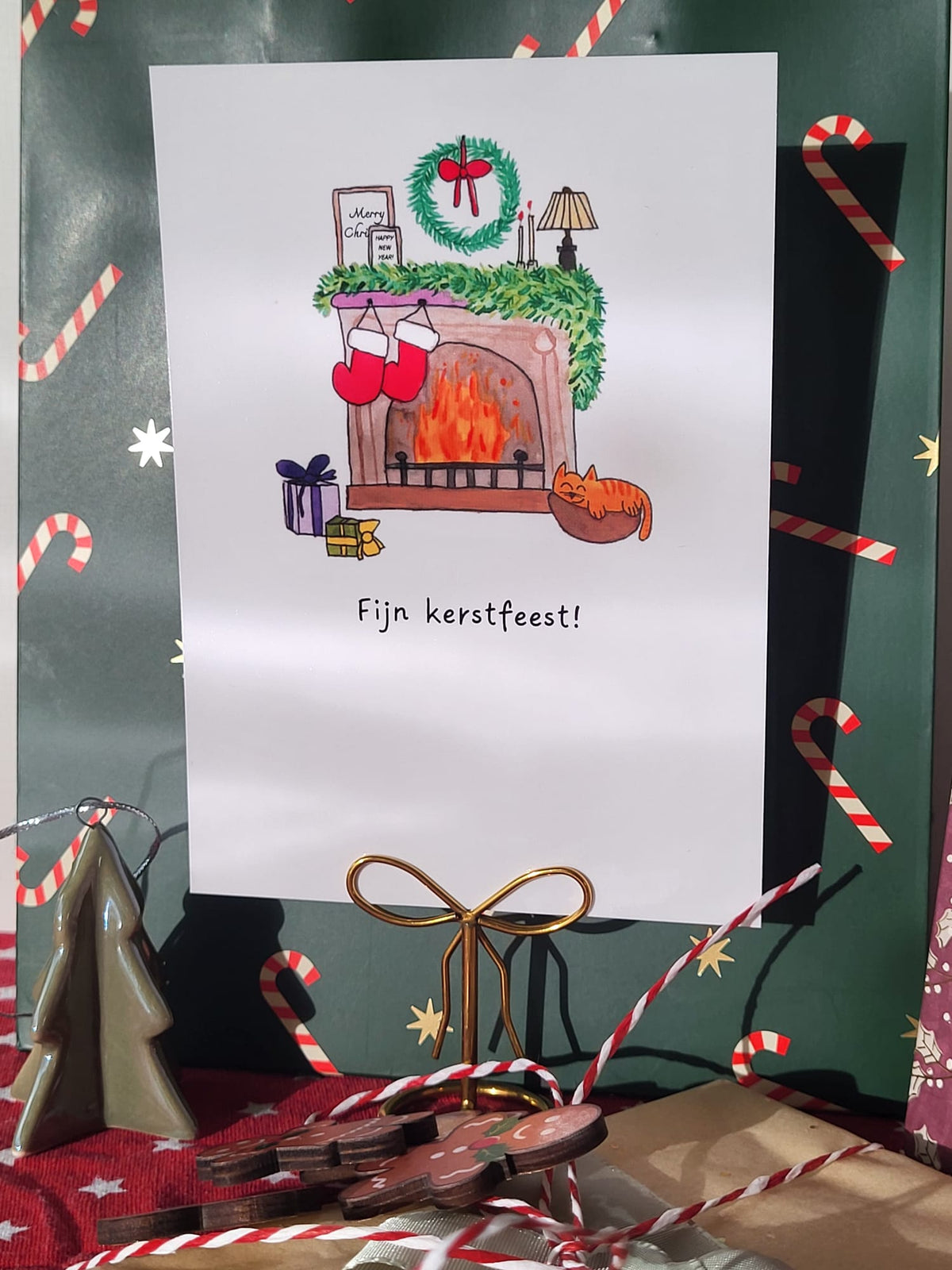 Kaart - Kerst openhaard